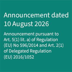 Announcement dated 10 August 2026