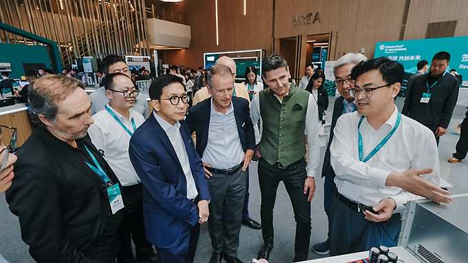 Group seeing a stand