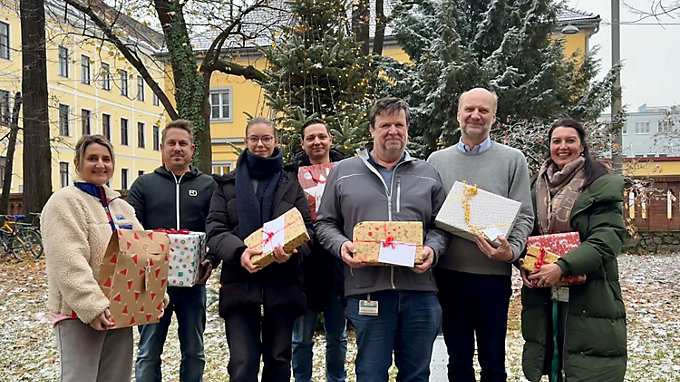 Present giving Christmas wish tree in Graz
