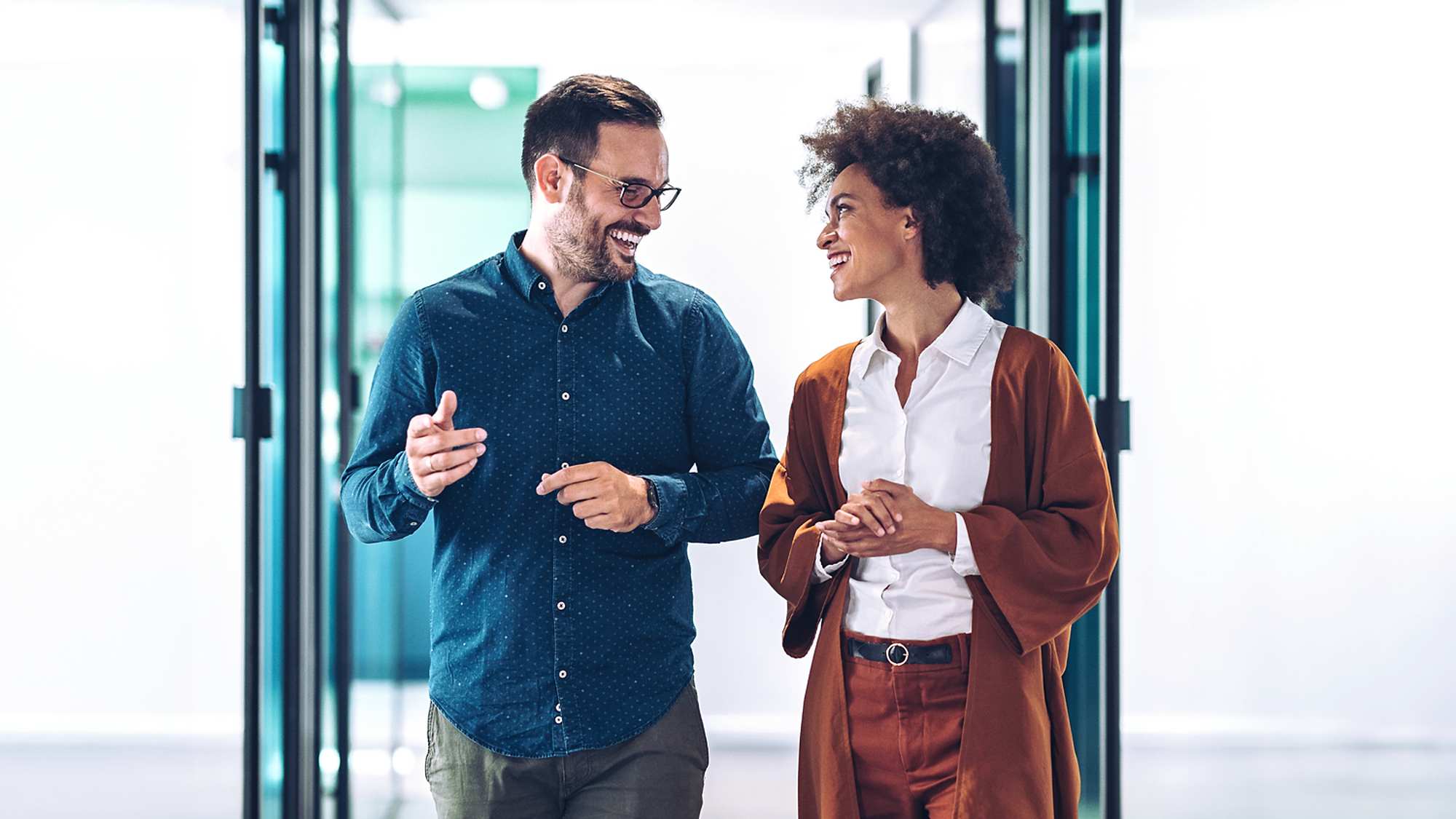 Colleagues walking together
