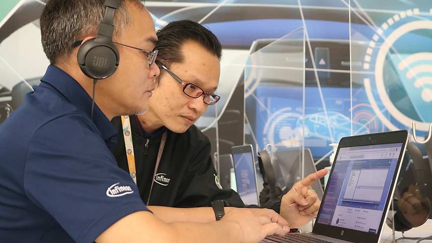 Employees collaborating learning