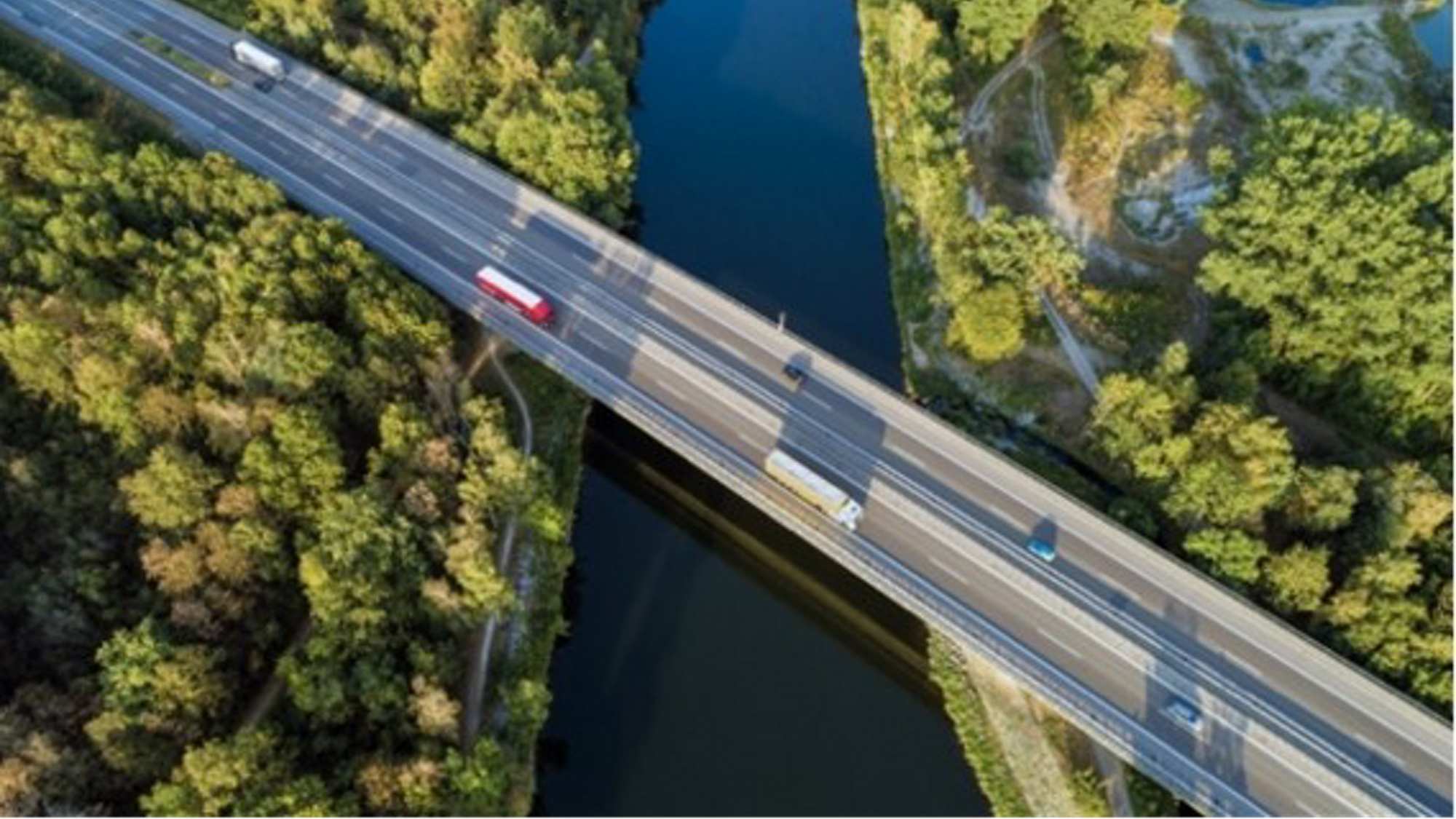 highway through landscape from bird's eye view