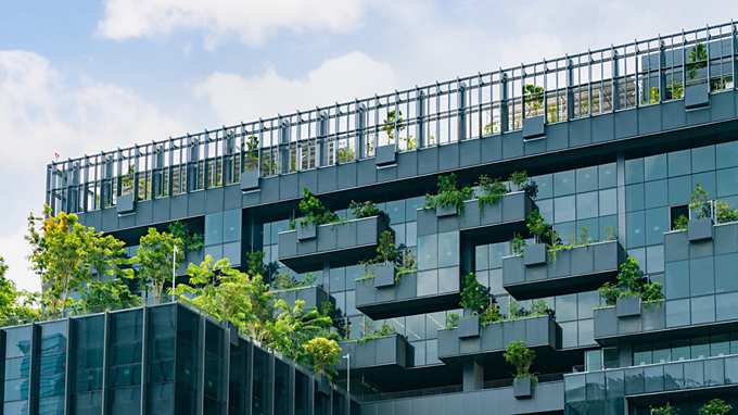green urban building
