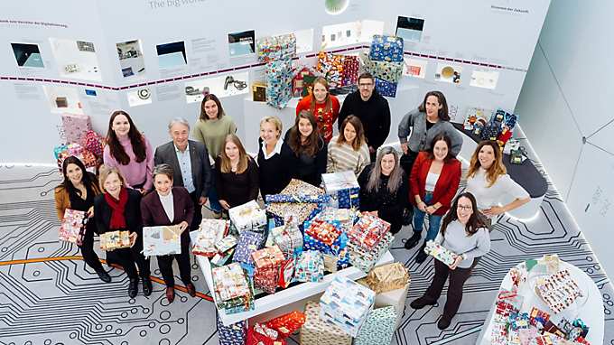 Present giving Christmas wish tree in Villach