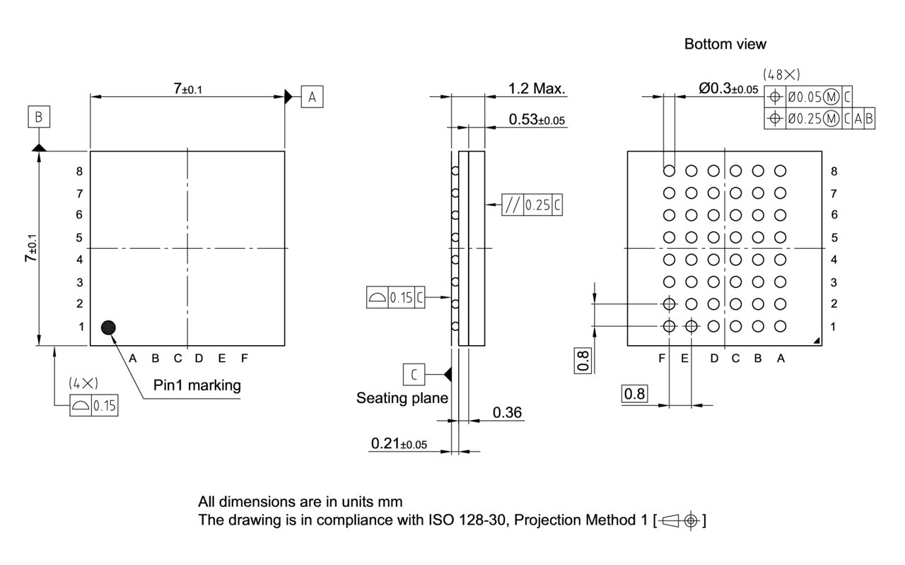 P-TFBGA-48-800_Package Outline