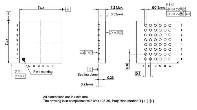 P-TFBGA-48-800_Package Outline