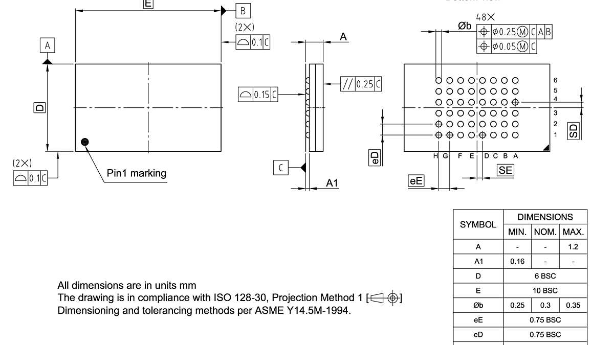 P-TFBGA-48-812_Package Outline