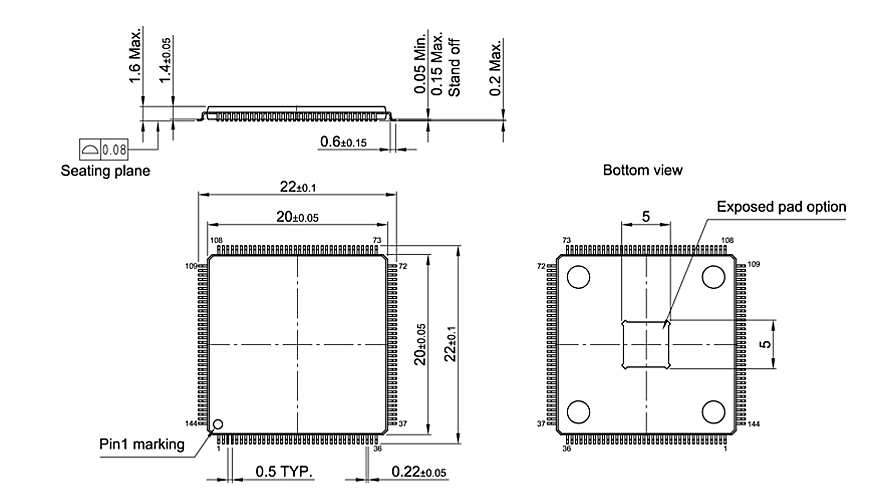 P-TQFP-144-809_Package Outline