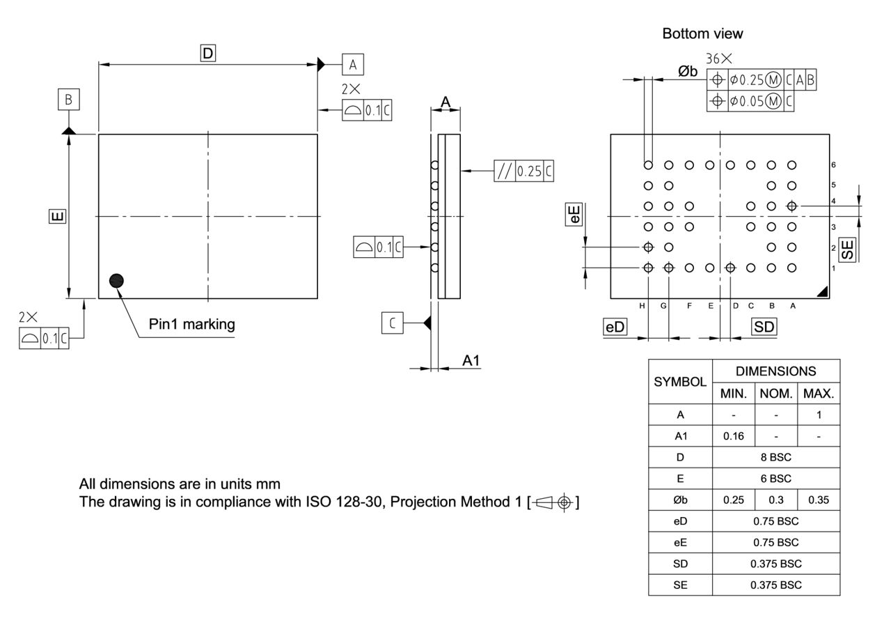 P-VFBGA-36-800_Package Outline
