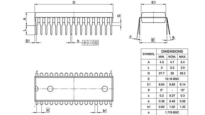 PG-DIP-32-800_Package Outline