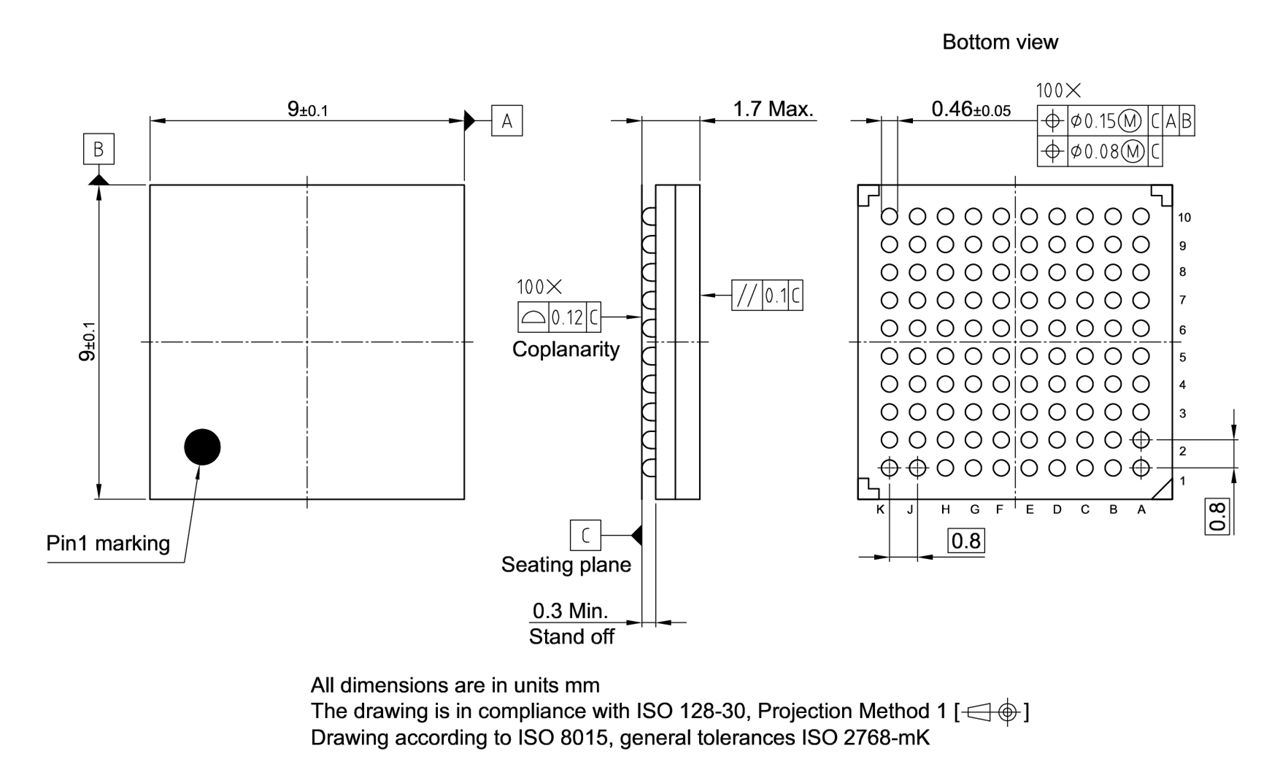 PG-LFBGA-100-3_Package Outline