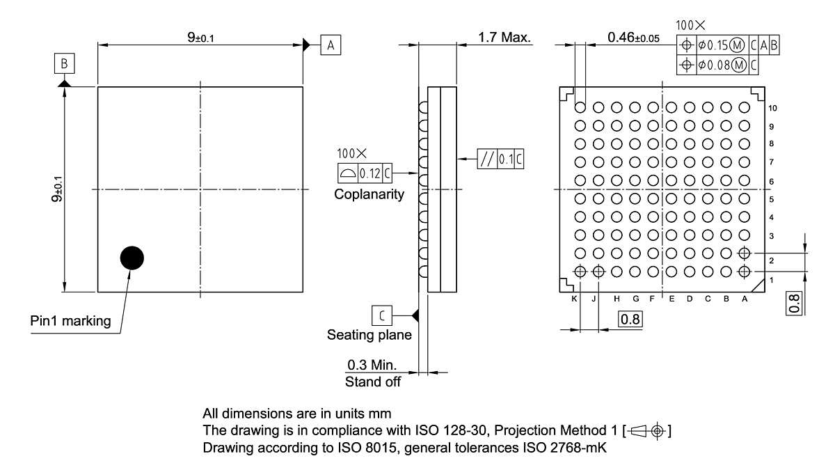 PG-LFBGA-100-3_Package Outline