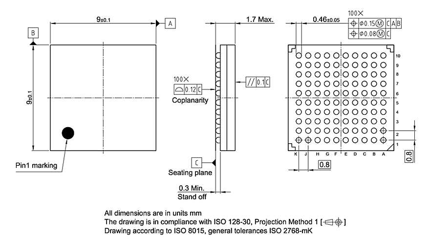 PG-LFBGA-100-3_Package Outline