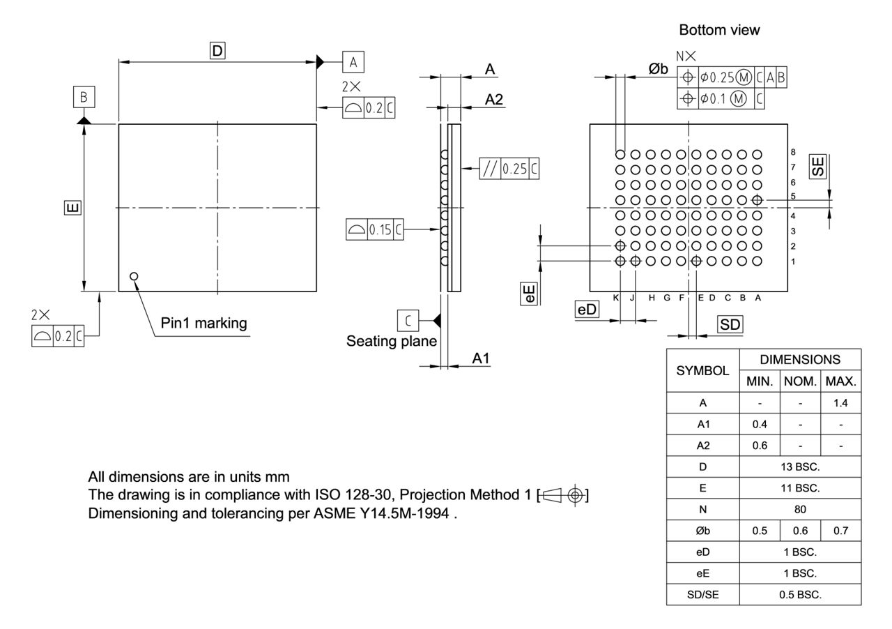 PG-LFBGA-80-800_Package Outline