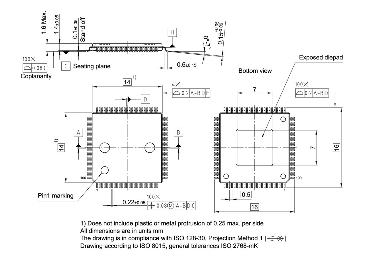 PG-LQFP-100-11_Package Outline
