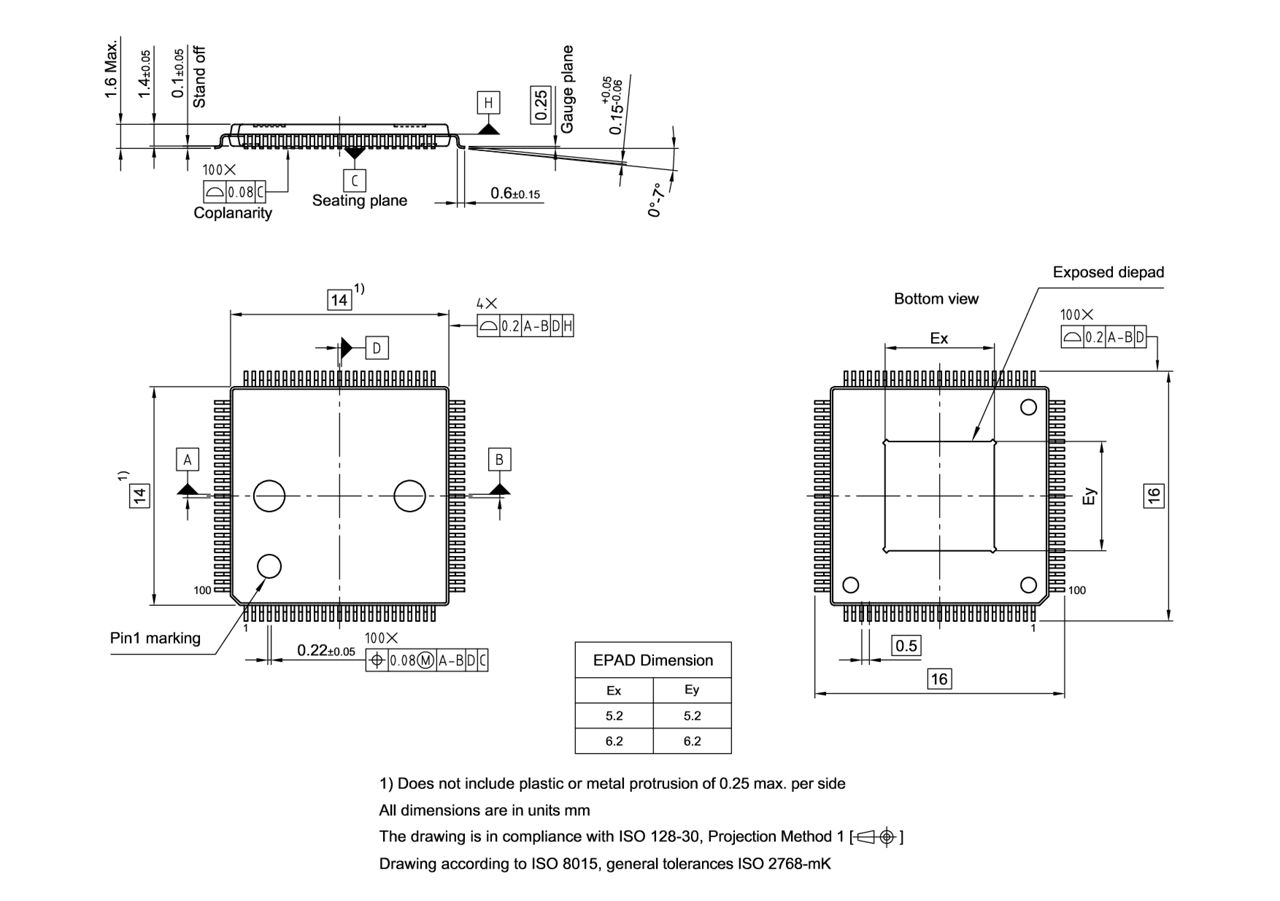 PG-LQFP-100-3_Package Outline