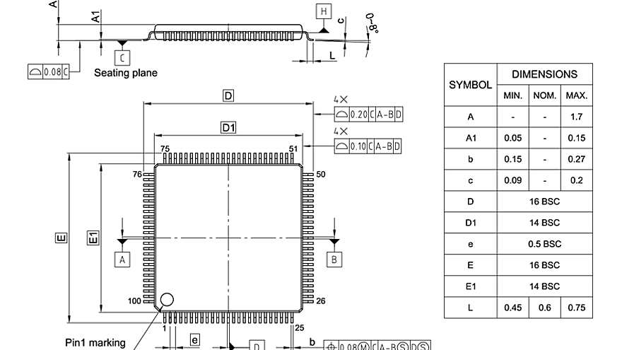 PG-LQFP-100-800_Package Outline