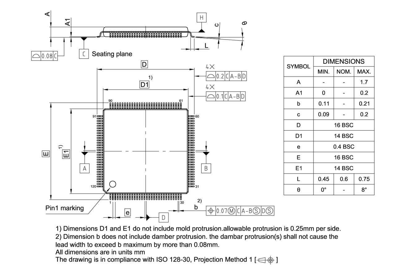 PG-LQFP-120-800_Package Outline