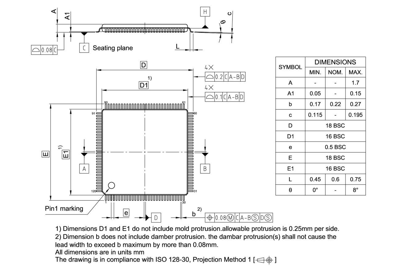 PG-LQFP-120-801_Package Outline