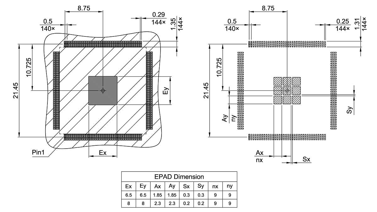 PG-LQFP-144-13_Footprint Drawing