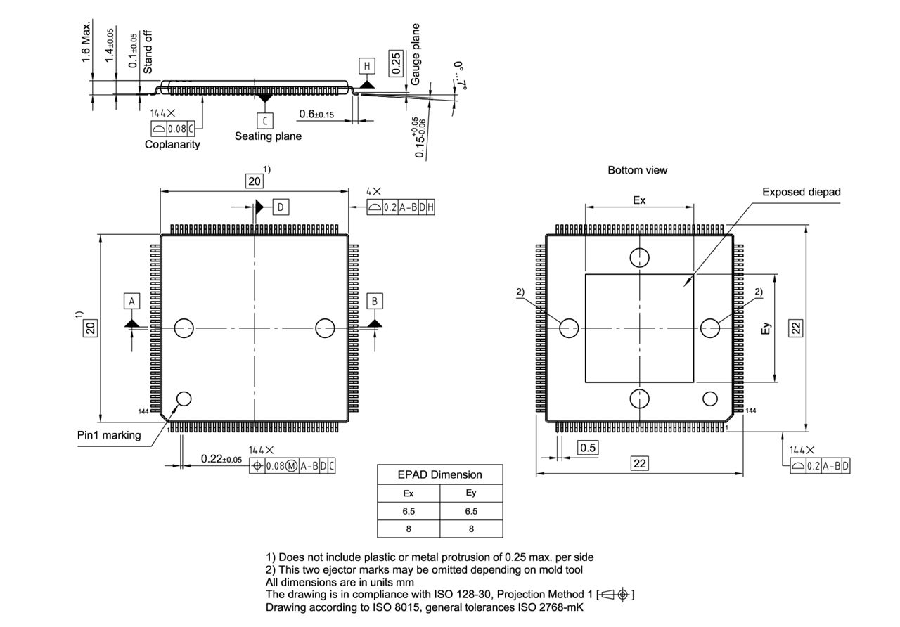 PG-LQFP-144-13_Package Outline