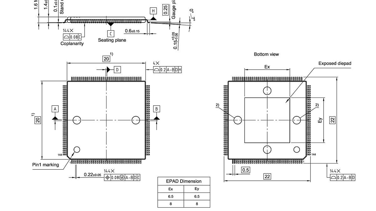 PG-LQFP-144-13_Package Outline