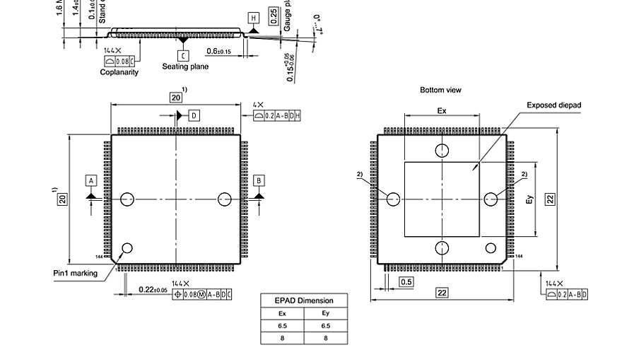 PG-LQFP-144-13_Package Outline