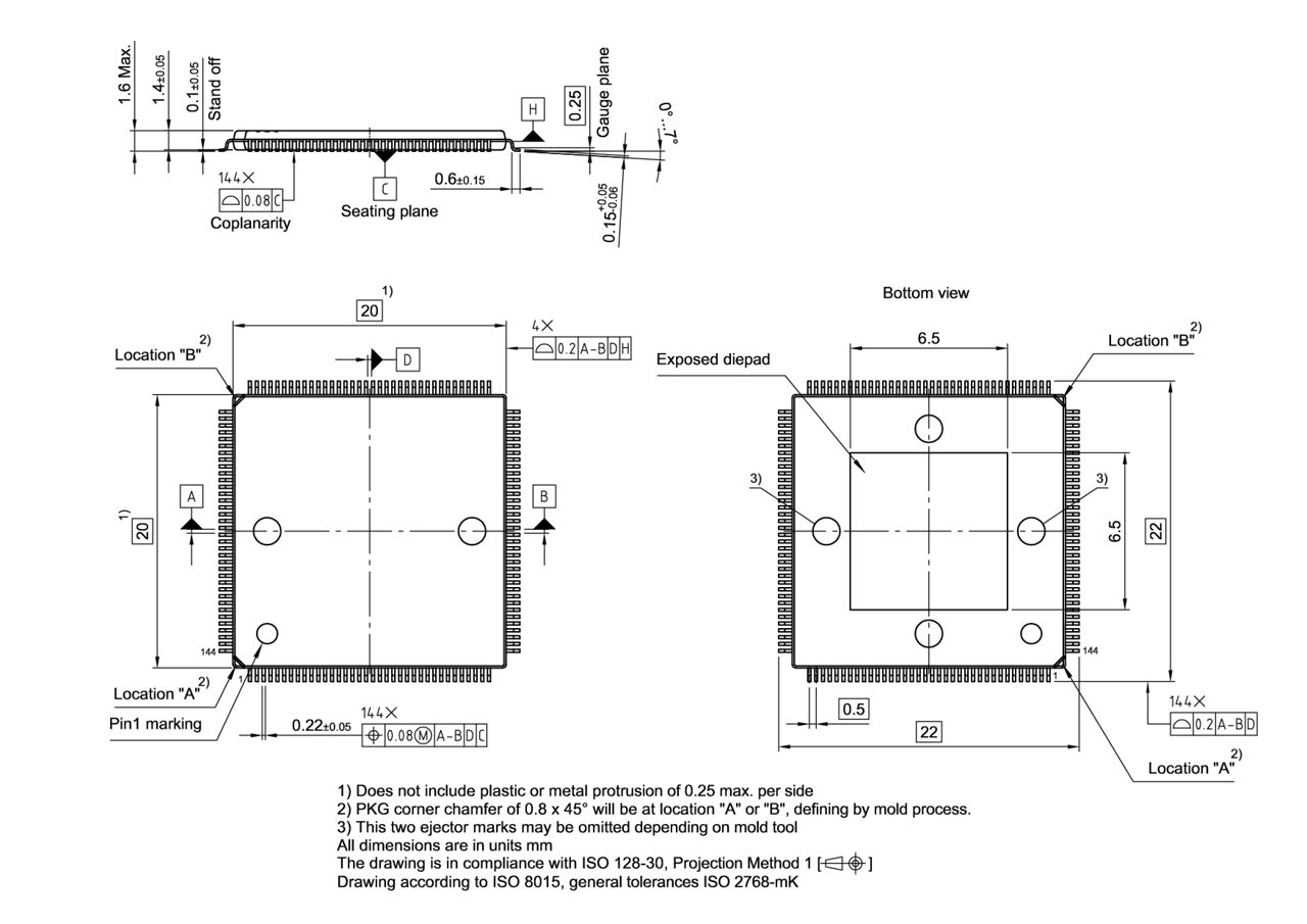 PG-LQFP-144-18_Package Outline