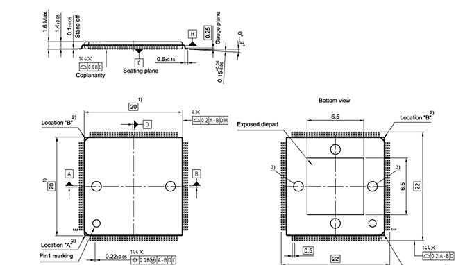 PG-LQFP-144-18_Package Outline