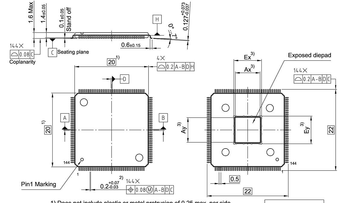 PG-LQFP-144-22_Package Outline