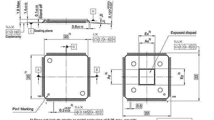 PG-LQFP-144-22_Package Outline