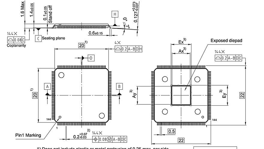 PG-LQFP-144-22_Package Outline