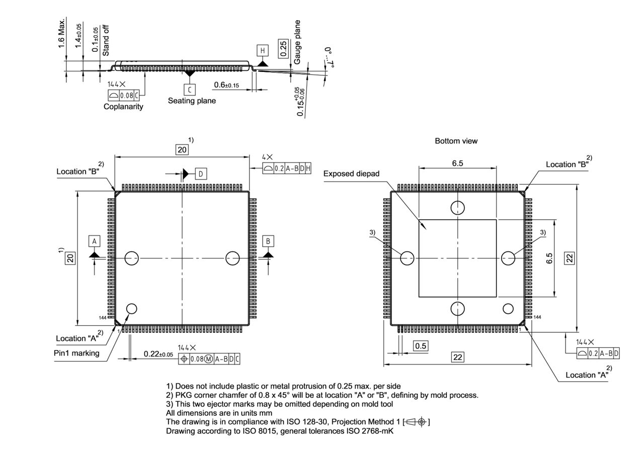 PG-LQFP-144-23_Package Outline