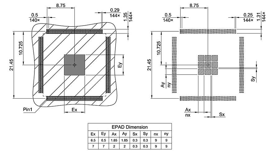 PG-LQFP-144-24_Footprint Drawing