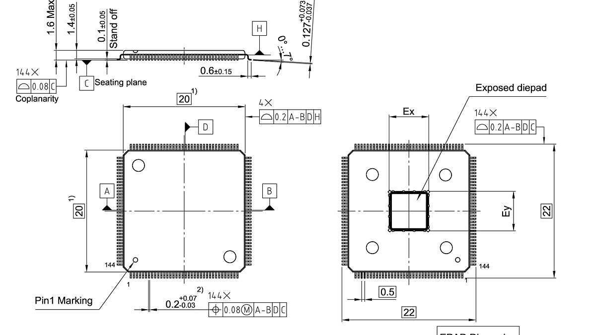 PG-LQFP-144-24_Package Outline