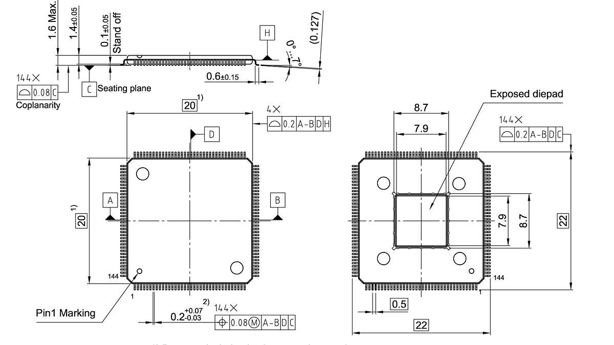 PG-LQFP-144-25_Package Outline