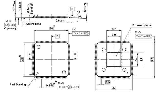 PG-LQFP-144-25_Package Outline