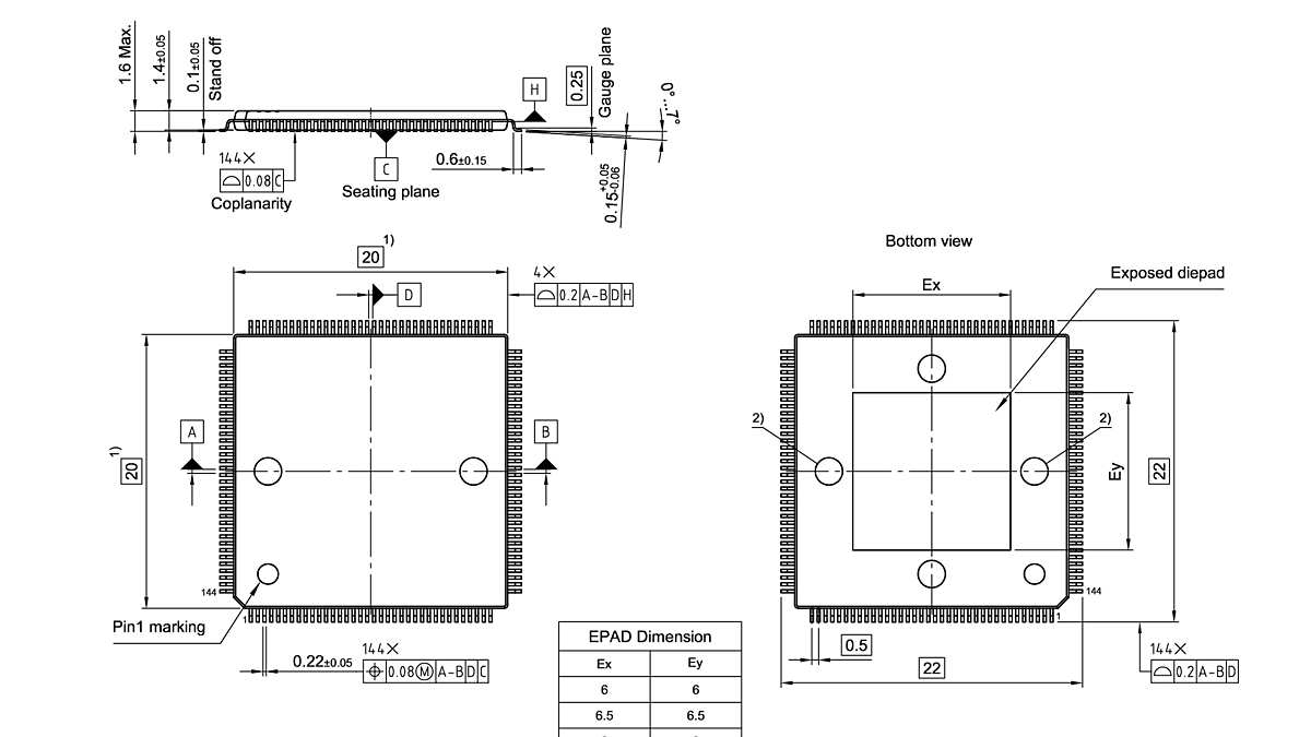 PG-LQFP-144-4_Package Outline