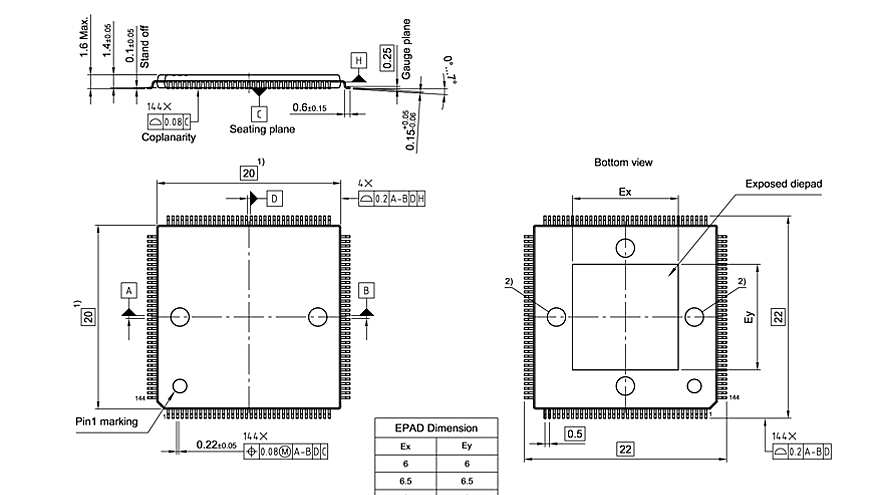 PG-LQFP-144-4_Package Outline