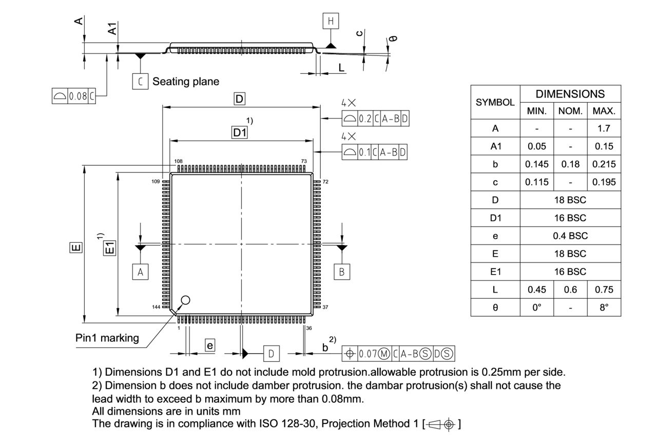 PG-LQFP-144-800_Package Outline