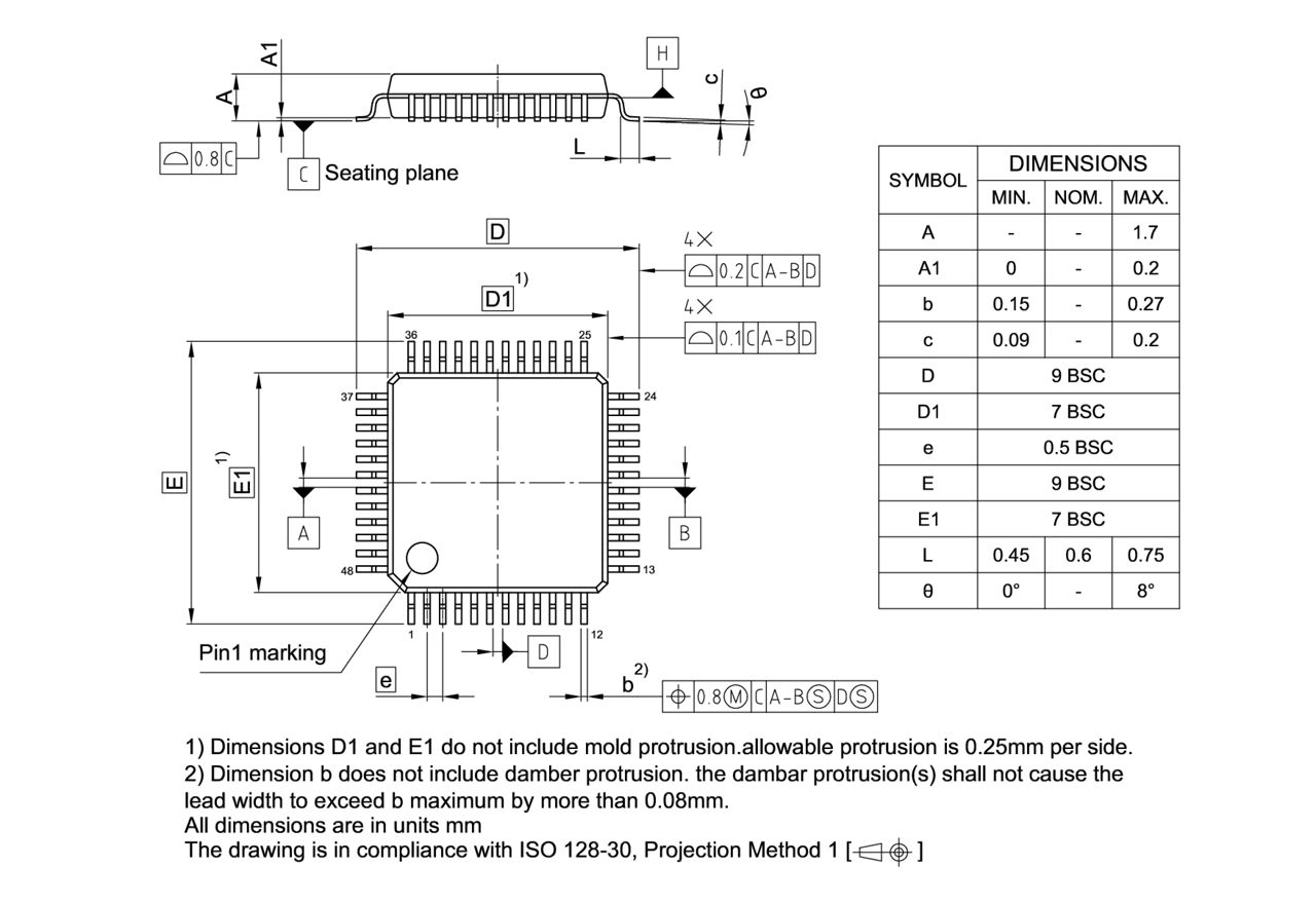 PG-LQFP-48-802_Package Outline