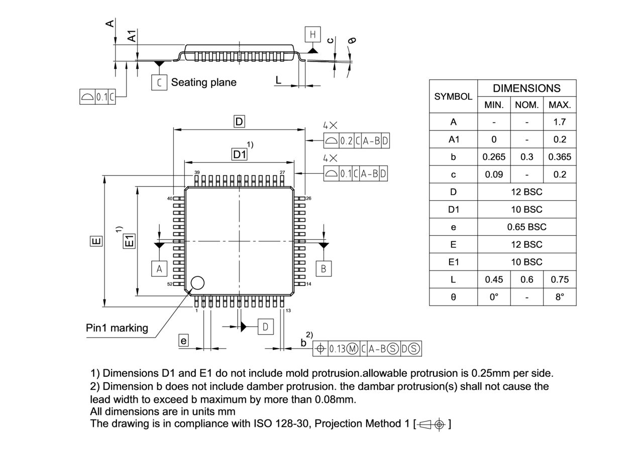 PG-LQFP-52-800_Package Outline