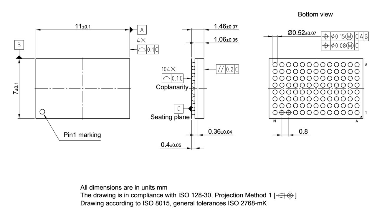 PG-TFBGA-104-850_Package Outline