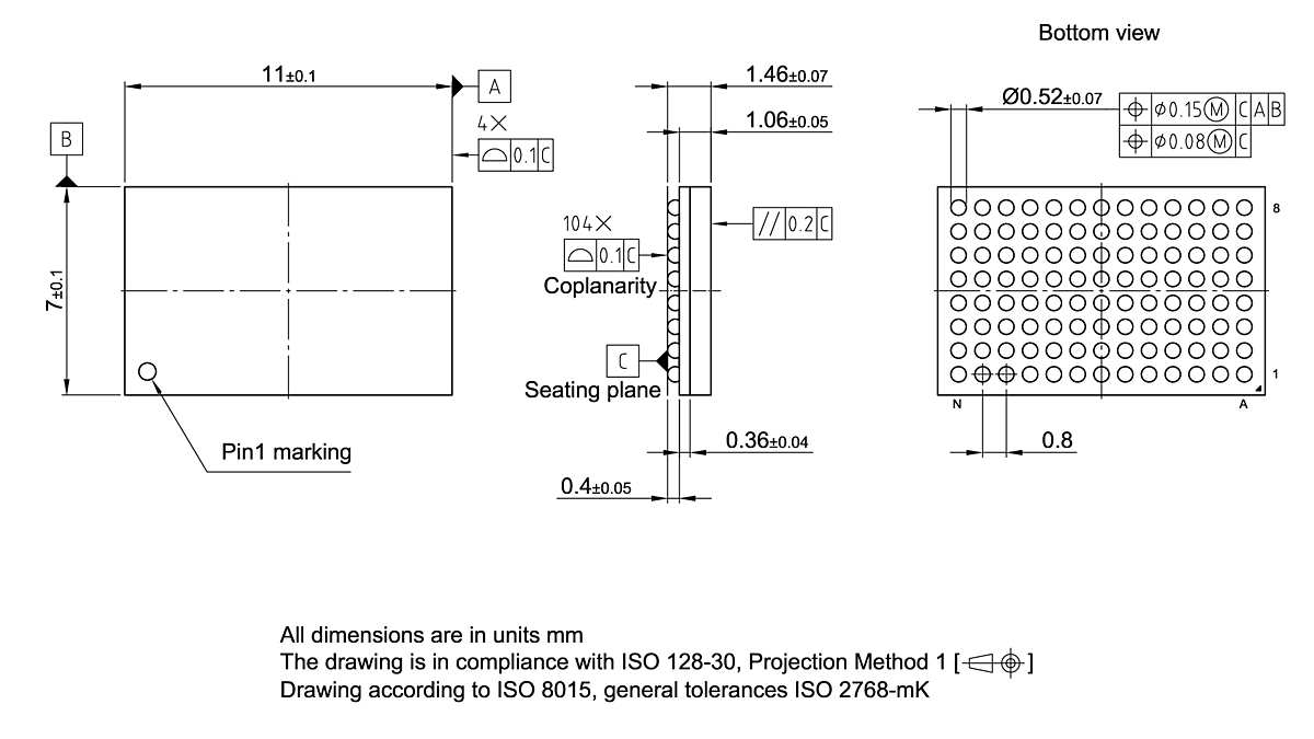 PG-TFBGA-104-850_Package Outline