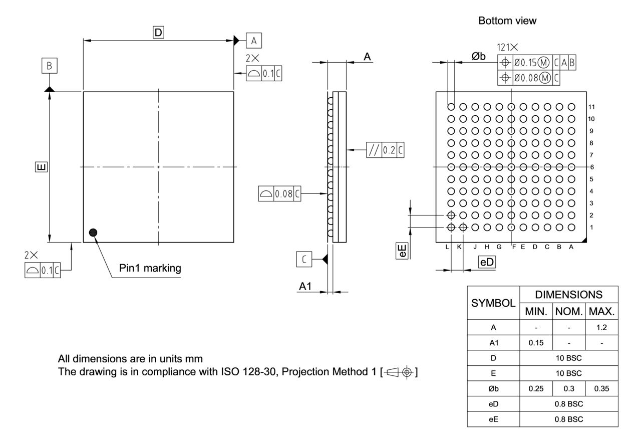 PG-TFBGA-121-800_Package Outline