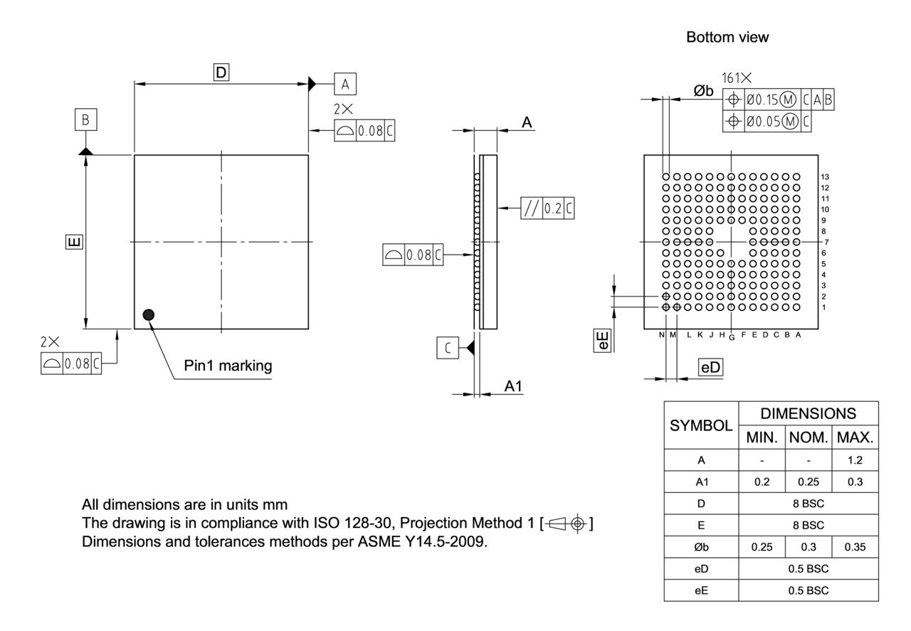 PG-TFBGA-161-800_Package Outline