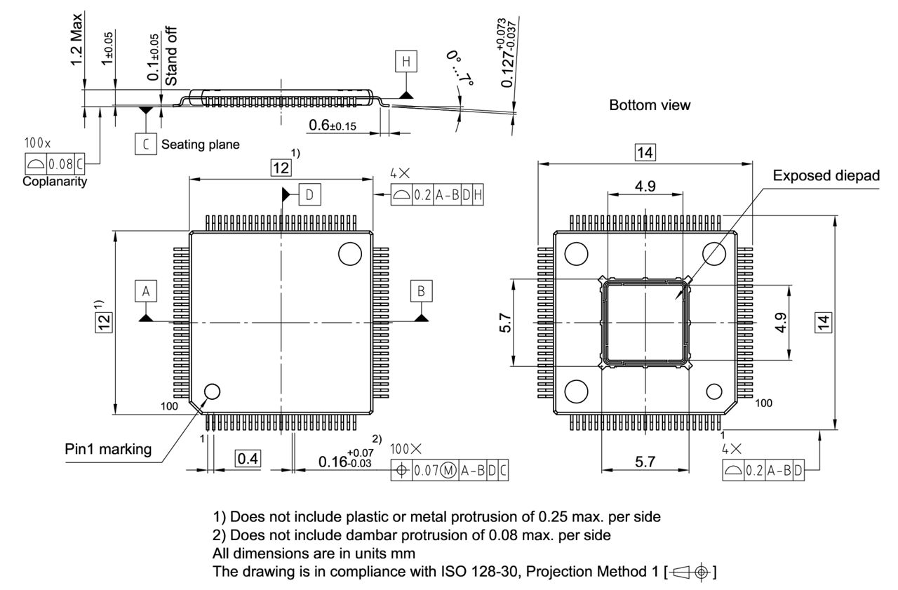 PG-TQFP-100-23_Package Outline