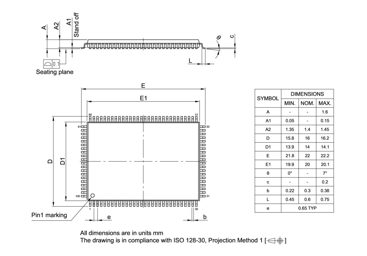 PG-TQFP-100-800_Package Outline