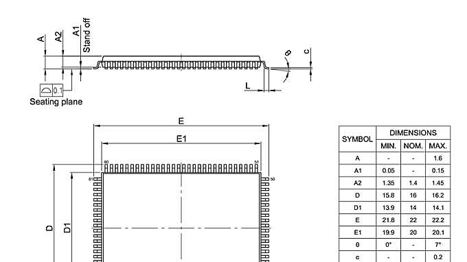 PG-TQFP-100-800_Package Outline