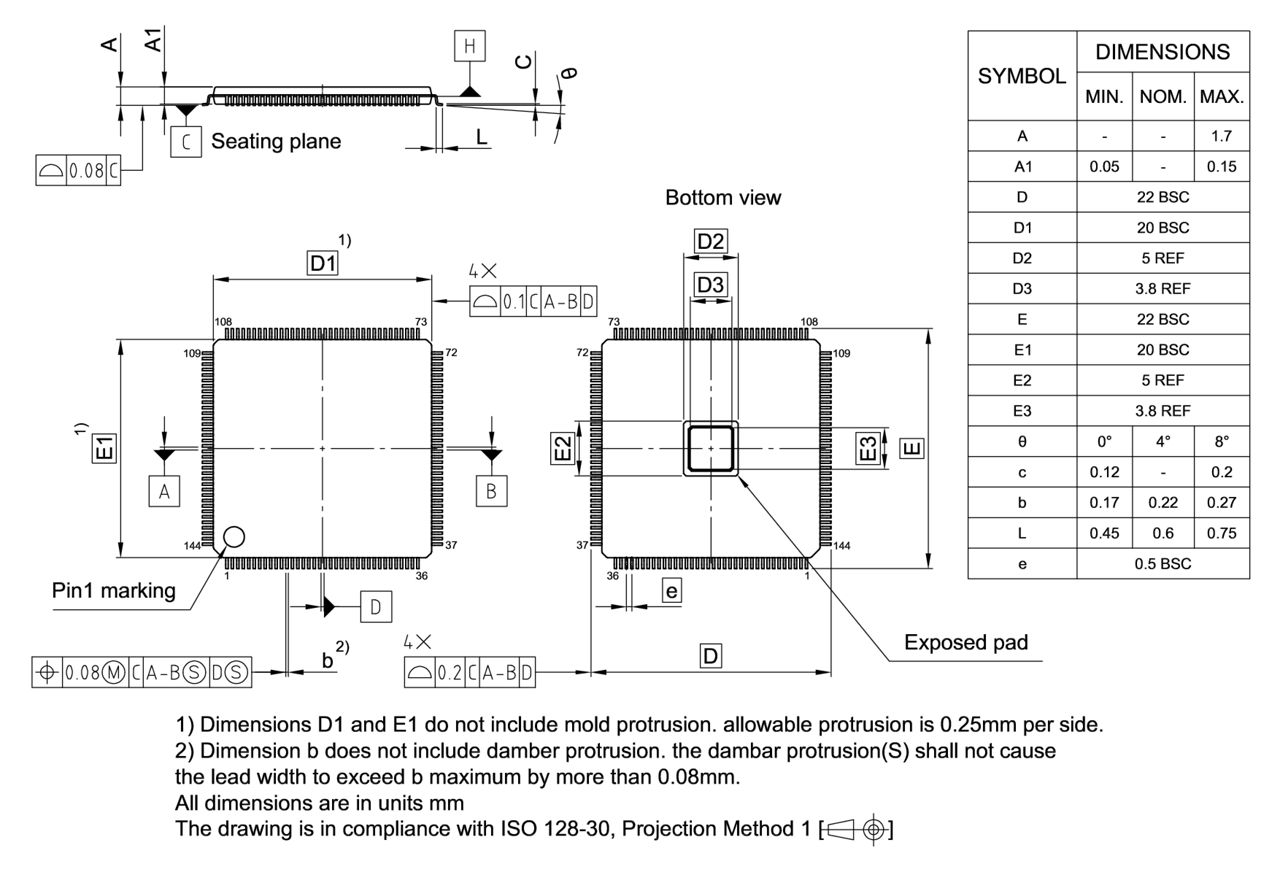 PG-TQFP-144-802_Package Outline